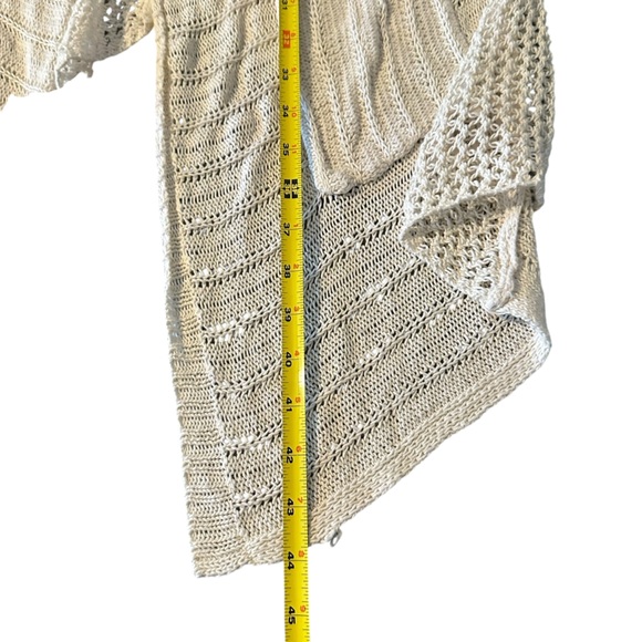 Angel of the North Anthropologie Ivory Cream Open Front Longline Cardigan Size S - Picture 11 of 12